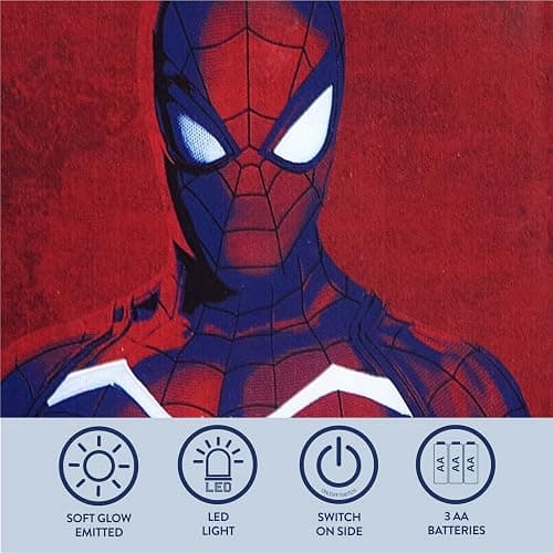 Marvel Spiderman Dual LED Wall Art,Superhero Décor, Red & Blue Comic Style Print, Official Framed Artwork for Kids Room, Bedroom, or Game Room,16"x16" thumbnail 5