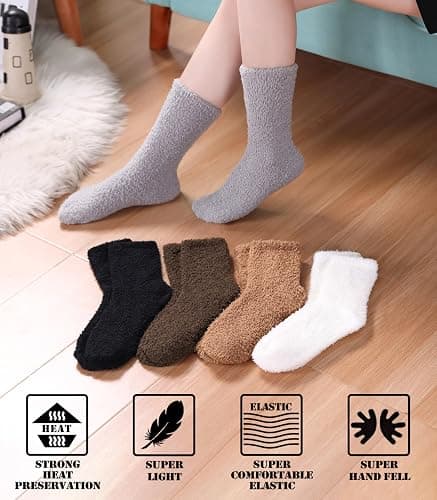FNOVCO Womens Fuzzy Socks Super Soft Fluffy Winter Warm Cozy Home Sleeping Socks thumbnail 2