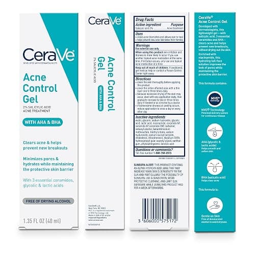 CeraVe Acne Control Gel, 2% Salicylic Acid Treatment With Glycolic Acid + Lactic Acids + Niacniamide, Acne Gel Helps Clear Blemishes Without Over Drying, Alcohol Free & Oil Free, 1.35 Fl Oz thumbnail 7