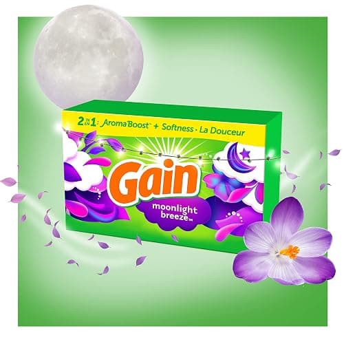 Gain Dryer Sheets Fabric Softener | Moonlight Breeze | Anti-Static | 240 Sheets, Pack of 4 thumbnail 5