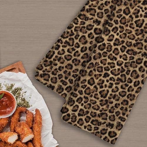 Qeheb Trendy Funky Retro Leopard Kitchen Towels Set of 2, Cheetah Decor Hand Towels for Bathroom, Leopard Print Decorative Dish Tea Towels for Kitchen Decor, Cheetah Bathroom Decor, 16X24In thumbnail 4