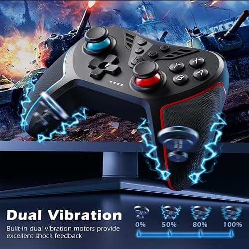 LATEC Controller for Switch, Wireless Controller for Switch OLED/Switch Lite with Hall Joystick, Programmable Buttons, 6-Axis Gyro, Double Shock and Turbo Function thumbnail 7