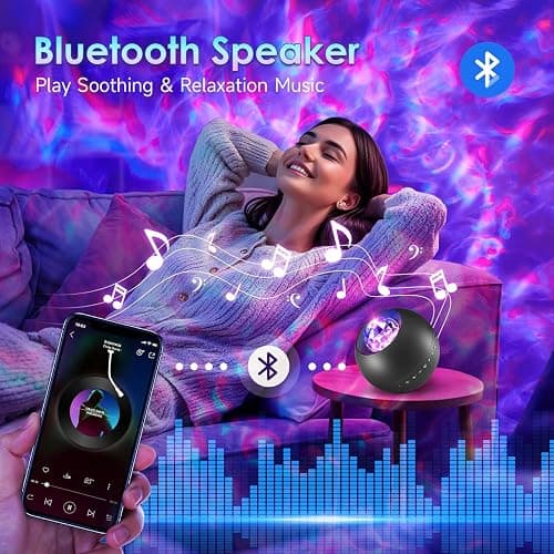 Galaxy Projector for bedroom, 20Colors Galaxy Light Projector for Bedroom, 15White Noise Led Lights for Bedroom Lights, HiFi Bluetooth Speaker,Remote&Timer Ceiling Projector Room Lights for Kids Adult thumbnail 5