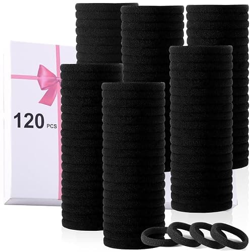 LuSeren 120PCS Black Hair Ties for Thick Hair – Seamless No Damage Elastic Ponytail Holders, Black Hair Band,Bulk Nylon Hair Elastics for Women thumbnail 9