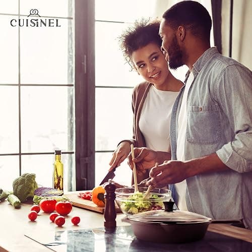 Cuisinel Pre-Seasoned Cast Iron Skillet (12-Inch) W/Tempered Glass Lid and Handle Cover Oven Safe Cookware | Heat-Resistant Holder | Indoor and Outdoor Use | Grill, Stovetop, Induction Safe thumbnail 2