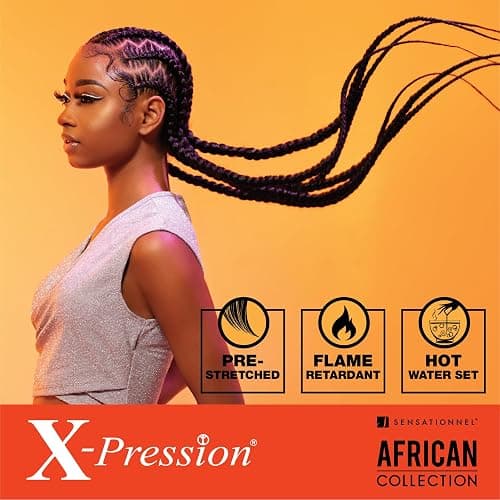 Sensationnel X-pression prestretched braiding hair - 3x braid 58 inch all kanekalon flame retardant synthetic braid for box braids and twists (1 pack, 1B OFFBLACK) thumbnail 5