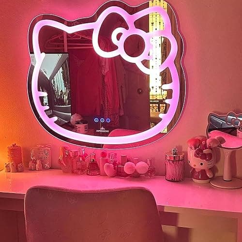 Impressions Vanity Hello Kitty Wall Mirror with Wi-Fi, Smart Touch Sensitive Makeup Vanity Mirror with App Controller and Color Changing Dimming LED Strip Light, Frameless Design thumbnail 8