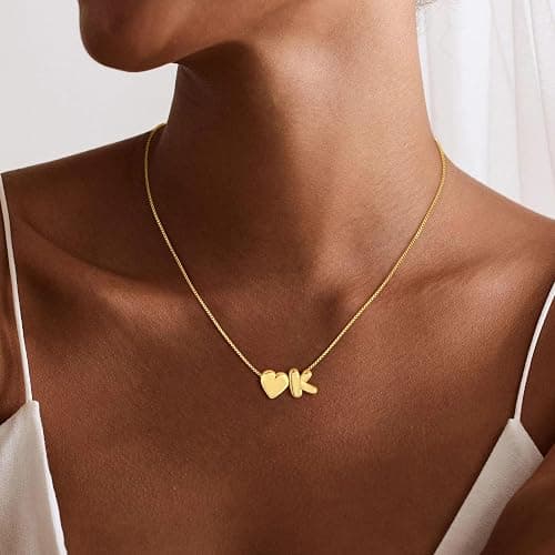 Decholly Christmas Gifts for Grandkids Teen Girls - 14K Gold Plated Dainty Heart A-Z Initial Letter Necklace Teen Girls Gift Trendy Stuff Birthday Gifts for 5 6 7 8 9 10 Year Old Girls Gifts thumbnail 3