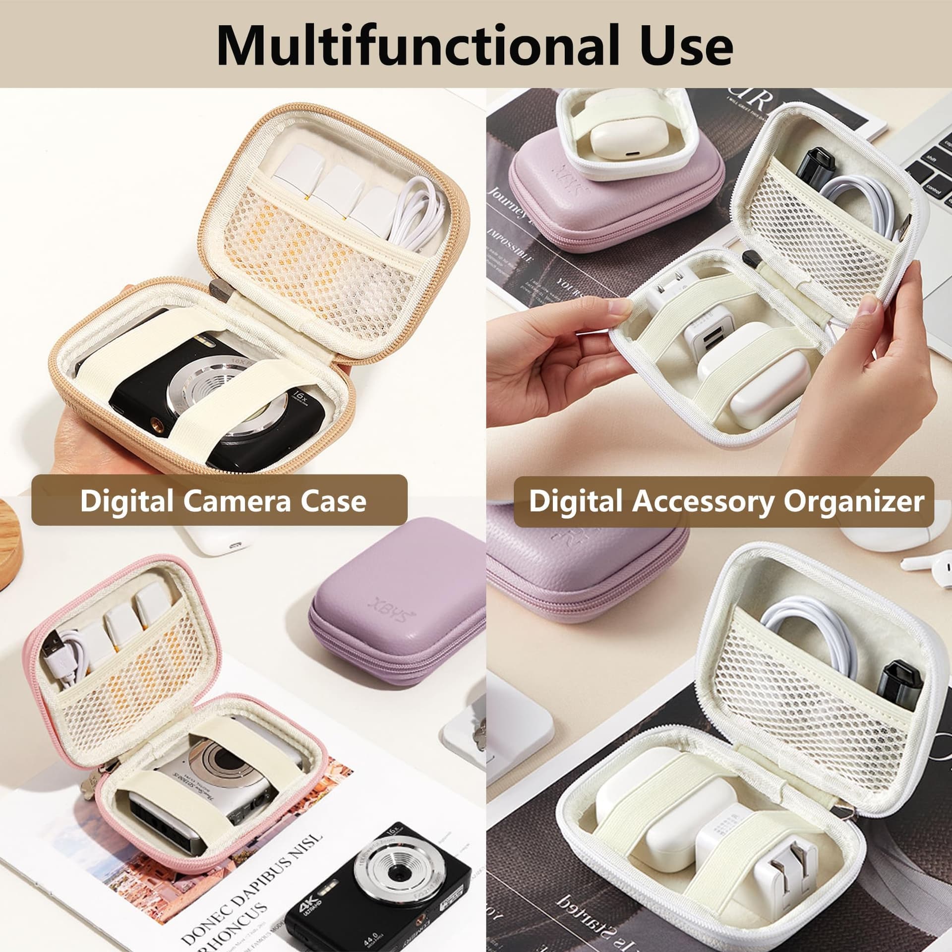Digital Camera Case Compatible with CAMKORY/for Kodak PIXPRO/for Lecran/for VAHOIALD/for Canon IXUS 285 HS, Small Travel Cameras Storage Holder for Accessories SD Card (White) thumbnail 6