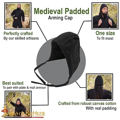 Pack of Chainmail Coif and Cotton Padded Arming Cap Protector Under Armor Chainmail Coif Ideal for LARP, Renfair thumbnail 9