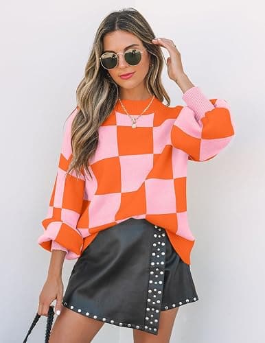 ZESICA Women's 2025 Fall Fashion Turtleneck Long Sleeve Striped Ribbed Knit Loose Pullover Sweater Tops thumbnail 5