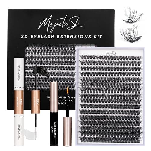 Individual-Lashes 320PCS 60D+80D DIY Lash Extension Kit with Bond and Seal 10-16mm MIX Fluffy False Eyelashes with Glue and Eyelash Applicator, Look Like Eyelash Extension at Home(60D+80D-0.07D) - Image 1