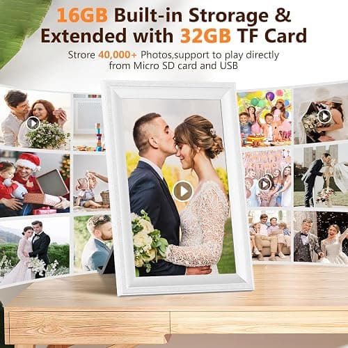 Smart White Digital Picture Frame WiFi Send Photos from Your Phone 16GB Storage 10.1inch 1280x800 IPS Touch Screen Digital Photo Frame Auto-Rotate Wall Mountable Photo Picture Frame Digital thumbnail 4