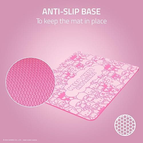 Razer Gigantus V2 Cloth Gaming Mouse Pad (Medium): Textured MicroWeave Cloth Surface - Thick, High-Density Rubber Foam - Non Slip Base - Hello Kitty & Friends Edition thumbnail 4