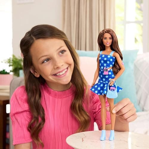 Barbie Fashionistas Doll #242, Doll with Type 1 Diabetes Wearing Polka Dot Outfit and Accessories, in Partnership with Breakthrough T1D thumbnail 2