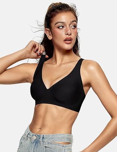 OEAK Womens Deep V Bras Wireless Comfortable Bra Supportive No Underwire Bras Tshirt Push Up Bralettes Plunge Seamless Bra thumbnail 4