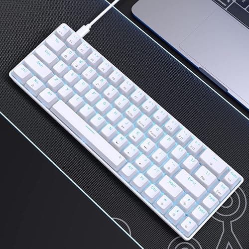 DIERYA T68SE 60% Gaming Mechanical Keyboard,Ultra Compact Mini 68 Key with Red Switches Wired Keyboard,Anti-Ghosting Keys, for Windows Laptops and PC Gamers,White thumbnail 7