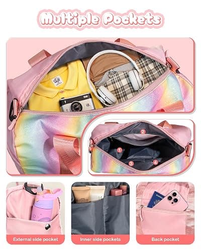 Vogewood Gifts for Niece-Girl Gym Bag with Shoe Compartment, Kid Personalized Weekender Overnight Bags, Initial Travel Tote with Makeup Pouch, Birthday Gift for Sister Granddaughter (Letter J) thumbnail 5