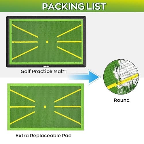 IMAYCC Golf Mat 2Pics Replaceable Hitting Practice Mat with Antislip Rubber Base for Analysing Swing Path Training Indoor Outdoor,Nice Gift for Golf Beginners,Adults and Children thumbnail 5