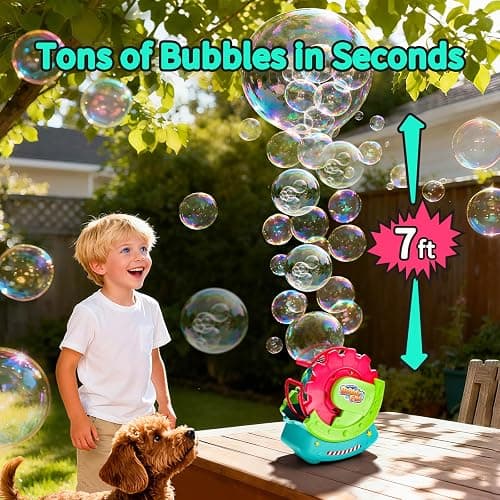 Bubble Machine for Toddlers Kids & Pets, with 8oz Safe Solution, Extra Large & Bubbles in Bubble Maker, Children & Pets Dog Toys Gift, Indoor/Outdoor Birthday Wedding Party Bubble Blower thumbnail 4