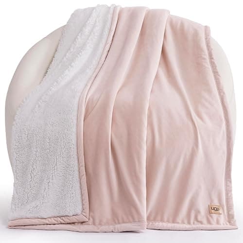 UGG Bliss Throw Blanket Plush Soft Fleece Fluffy Blankets for Bed or Couch Oversized Warm Reversible Machine Washable Medium Weight Home Decor Giftable Throw, 50-inch x 70-inch, Quartz Pink thumbnail 2