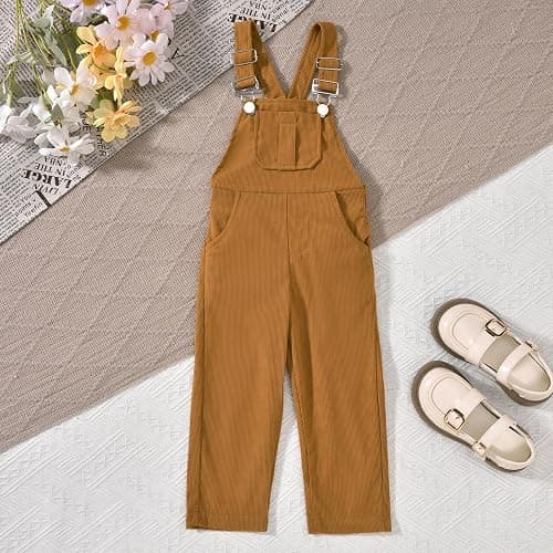 HINTINA 2PCS Baby Girls Clothes Toddler Jumpsuit Rompers Adjustable Ripped Jeans Overalls Set with Long Sleeve Stripe T-Shirt thumbnail 6