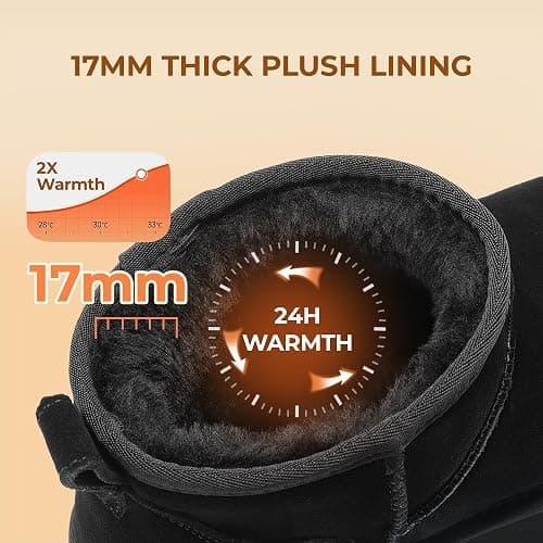 DREAM PAIRS Platform Mini Boots for Women Suede Genuine Leather, Classic Winter Ankle Snow Boots with Memory Foam Insole Lightweight Anti-Slip Outsole FuzzyClassic thumbnail 5