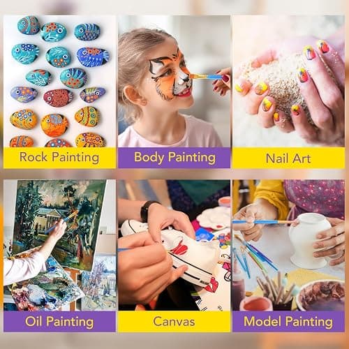 AROIC 200 Pcs Paint Brushes, Nylon Hair Brush Set for Oil and Watercolor | Acrylic Bulk Paint Brushes for Beginners & Artists, Kids Drawing Kit, Perfect for Canvas Rock Painting Art Supplies(20 Packs) thumbnail 4