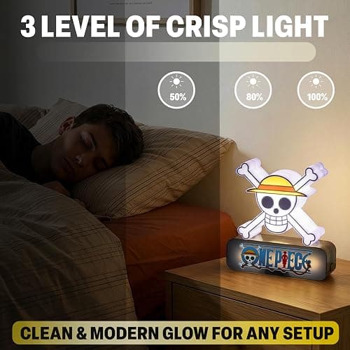 One Piece Skull 3D LED Nachtlicht, Straw Hat Tischlampe mit 3 Helligkeitsstufen, USB oder Batterie, Tragbar Weißes Licht LED lampe, Anime Geschenke für Zimmer Deko (Mehrfarbig 3D Skull) thumbnail 2