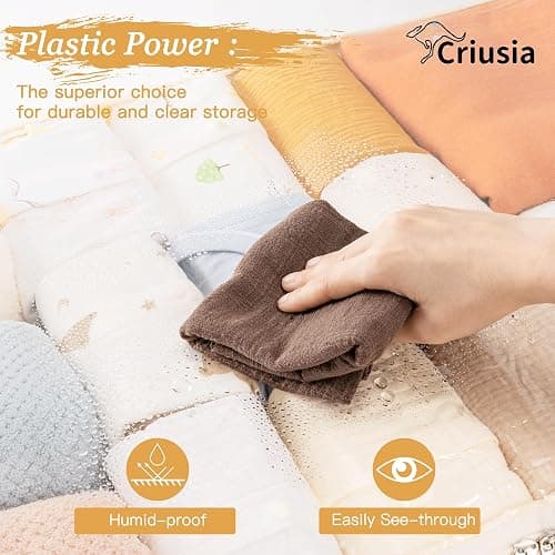Criusia Under Bed Storage Bins with Clear PVC Lids – 2 Pack Large Underbed Organizers with Heavy-Duty Handles, Reinforced with 800G PP Panels & 80G Non-Woven Fabric – Waterproof & Foldable, Beige thumbnail 5