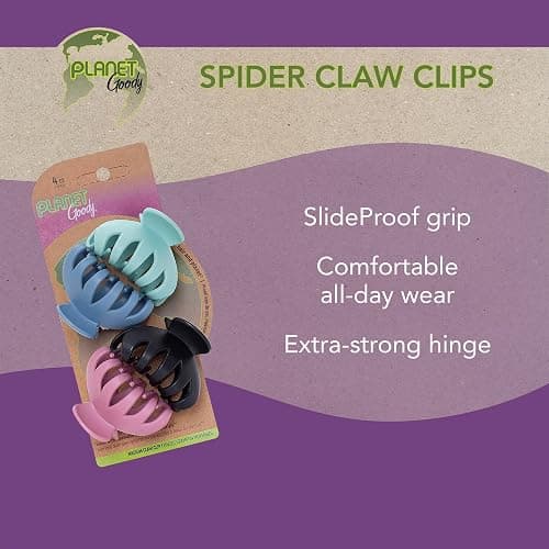 GOODY Planet Spider Claw Hair Clip, 4-Count - Assorted Bright Colors - Medium to Long Hair - Long-lasting & Will Not Slip - Pain-Free Hair Accessories for Women, Men, Boys & Girls - All Hair Types thumbnail 2