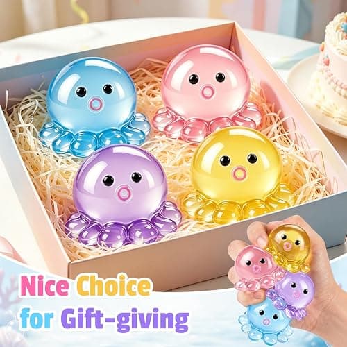 4 Pack Octopus Squishy Stress Balls Slow Rising Anxiety Relief Toys Cute Soft Squeeze Toys for Classroom Prize Birthday Party Favors thumbnail 5