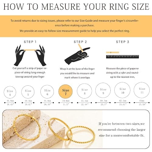 Gokeey Gold Rings for Women Non Tarnish, Dainty 14K Gold Plated Stackable Thin Thumb Ring Set Trendy Pinky Wedding Bands Engagement Rings for Women Size 3 4 5 6 7 8 9 10 11 thumbnail 6