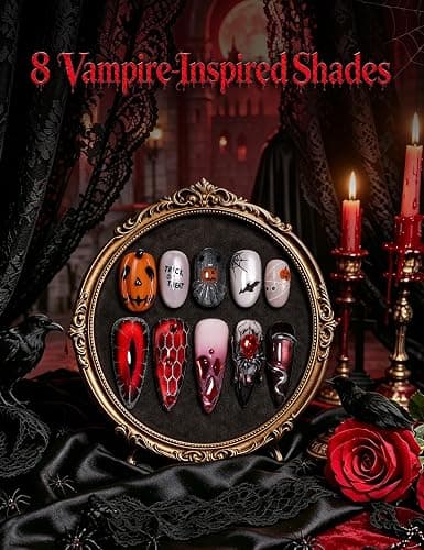Beetles Halloween Box Vampiric Feast, Gel Nail Polish Kit with UV Light | HEMA- and TPO-Free 8-Color Gel Polish Set with Nail Tips and Stickers for Halloween DIY Nail Art and Gifts for Women thumbnail 4