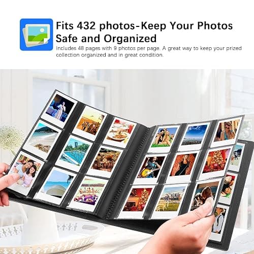 432 Pockets Photo Album for Fujifilm Instax Mini Camera, Polaroid Camera, for Fujifilm Instax Mini 12 11 9 40 99 90 8 7 Evo LiPlay Instant Camera, Polaroid Snap PIC-300 Z2300 Instant Camera (Black) thumbnail 3