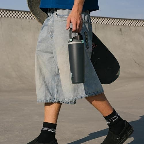 Owala FreeSip Sway Insulated Stainless Steel Water Bottle with Two-Way Spout, Built-In Straw and Bucket Handle, Made for Travel, School, and Sports, 30oz, BPA Free, Leak Proof, Foggy Tide thumbnail 2