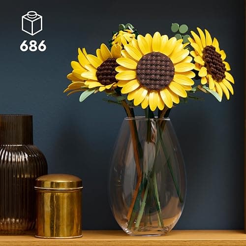 LEGO Botanicals Sunflower Bouquet - Artificial Flowers Set for Adults - Faux Sunflowers & Eucalyptus Stems for Living Room or Bedroom Decor - DIY Gift Idea for Women - 11502 thumbnail 2