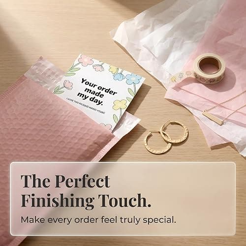 WTYONZEL 160Pcs Thank You Cards Small Business, Floral Design Packaging Supplies Your Order Made My Day for Business Owners, Shop, Online Retailers,3"x3.5" thumbnail 4