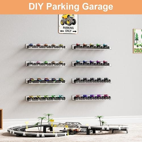 upsimples 8 Pack Acrylic Shelves Wall Organizer and Storage, 15" Display Shelf for Figure, Toy Cars, Perfume, Kids Bookshelf for Bedroom, Nursery, Craft Room, Clear thumbnail 2