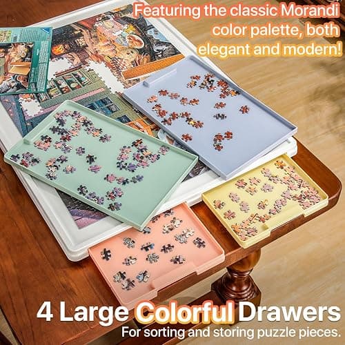 Playboda 1000 Pieces Rotating Plastic Puzzle Board with Drawers and Cover, 30"x22" Portable Spinning Jigsaw Puzzle Table for Adults, Upgraded Lazy Susan, Ideal Gift for Mum thumbnail 9
