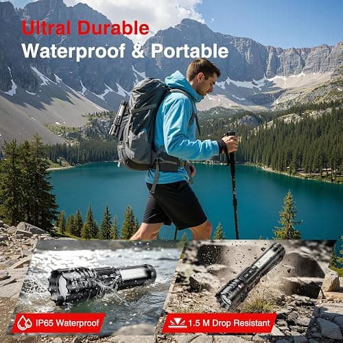 LETMY Rechargeable Flashlights 990000 High Lumens, 7Modes Dual-Switch Flashlight Rechargeable with LCD Digital Display, Super Bright Flashlight Powerful Flash Light LED Flashlights for Home Camping thumbnail 6