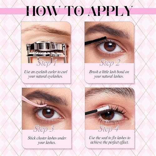 FADLASH Lash Extension DIY Kit Lash Clusters D Curl Cluster Lashes with Lash Bond and Seal Cluster Lashes Glue Remover Lash Tweezers for DIY Eyelash Extension at Home（Kit 40D+50D-0.07D-12-18MIX） thumbnail 6