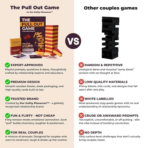 The Pull Out Game - Flirty Date Night Game for Couples, Romantic Block Tower with 100 Cards, 50 Action & 50 Tell Me - Perfect for Any Relationship or Valentines Day Gift thumbnail 7