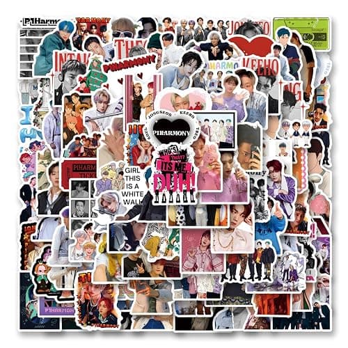 110pcs P1harmony Stickers Decals Pack,Kpop Cute Cartoon Stickers Vinyl Reusable Non-Repeating Waterproof Vinyl Decals,for Water Bottle Phone Laptop Guitar Scrapbook Skateboard Luggage - Image 1