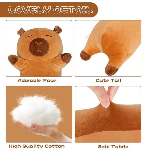 33 ih Cute Capybara Plush, Capybara Stuffed Animal, Long Capibaras Peluches Body Pillow Kawaii Plushies Decor Gifts for Kids Adult Boys Girls thumbnail 4