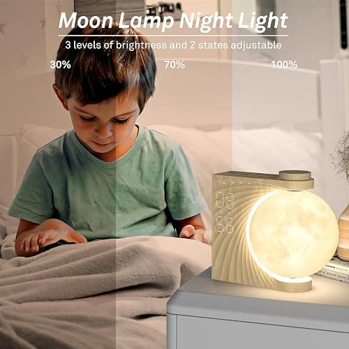AIRIVO Alarm Clock for Bedrooms, Sunrise Alarm Clock Wake Up Light for Kids Teens, White Noise Sound Machine, Moon Light Dual Alarms for Heavy Sleepers, Night Light Clock for Preppy Room Decor thumbnail 7