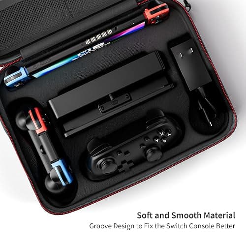 COOWPS Switch Case for Nintendo Switch and Switch OLED Model, Portable Full Protection Carrying Travel Bag with 18 Game Cards Storage for Switch Console Pro Controller Accessories Black thumbnail 2