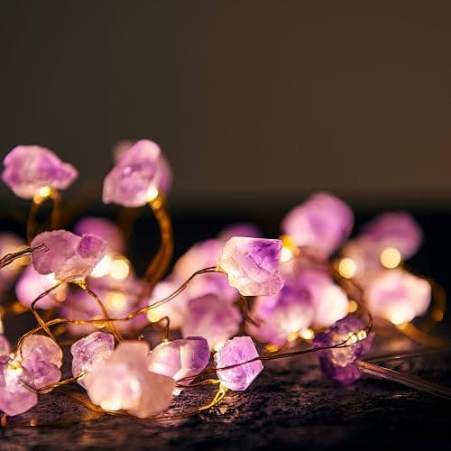 Nature Amethyst Crystal String Lights for Bedroom 10FT 40LEDs USB/Battery Operated Grape Crystal Light Pure Purple Fairy Lights Plug in for Natural Life Cute String Lights for Office thumbnail 5