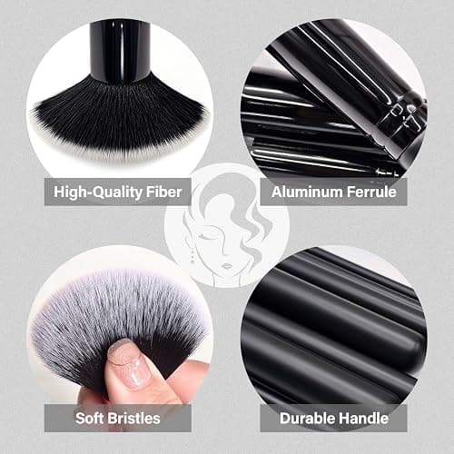 Makeup Brushes Set, Mlemle Professional 26 Pcs Makeup Kit, Include Powder Foundation Concealers Blush Eye shadows 21 Pcs Makeup Brushes and 2 Powder Puff, 3 Makeup Sponge(A01-Black) thumbnail 4