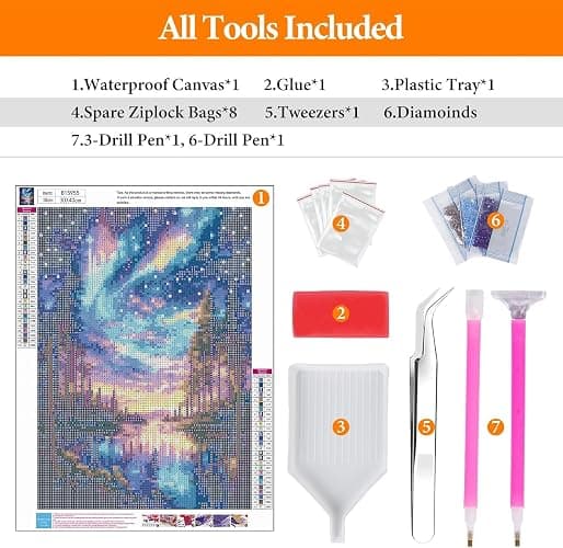 Starry Sky Diamond Art Kits for Adults, 5D Aurora Lake Diamond Painting Kits for Beginners, Fantastic Landscapes DIY Full Drill Dots Gem Art Paint for Home Wall Decor 30x40 cm thumbnail 5